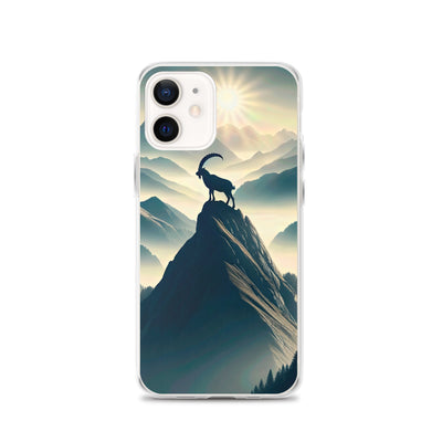 Morgendlicher Steinbock auf Alpengipfel, steile Berghänge - iPhone Schutzhülle (durchsichtig) berge xxx yyy zzz iPhone 12