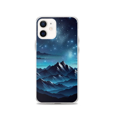 Alpen unter Sternenhimmel mit glitzernden Sternen und Meteoren - iPhone Schutzhülle (durchsichtig) berge xxx yyy zzz iPhone 12