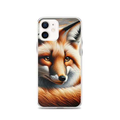 Ölgemälde eines nachdenklichen Fuchses mit weisem Blick - iPhone Schutzhülle (durchsichtig) camping xxx yyy zzz iPhone 12