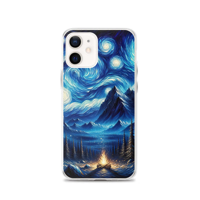 Sternennacht-Stil Ölgemälde der Alpen, himmlische Wirbelmuster - iPhone Schutzhülle (durchsichtig) berge xxx yyy zzz iPhone 12