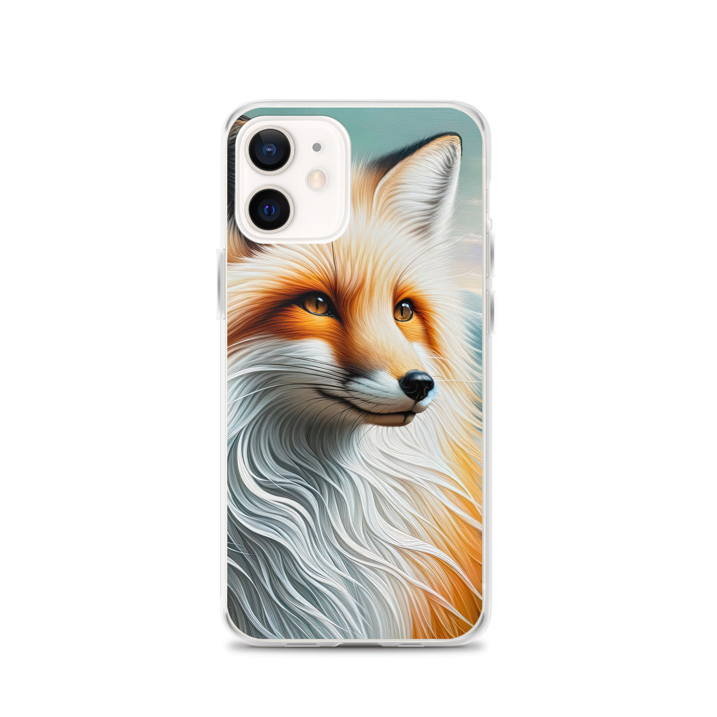Ölgemälde eines anmutigen, intelligent blickenden Fuchses in Orange-Weiß - iPhone Schutzhülle (durchsichtig) camping xxx yyy zzz iPhone 12