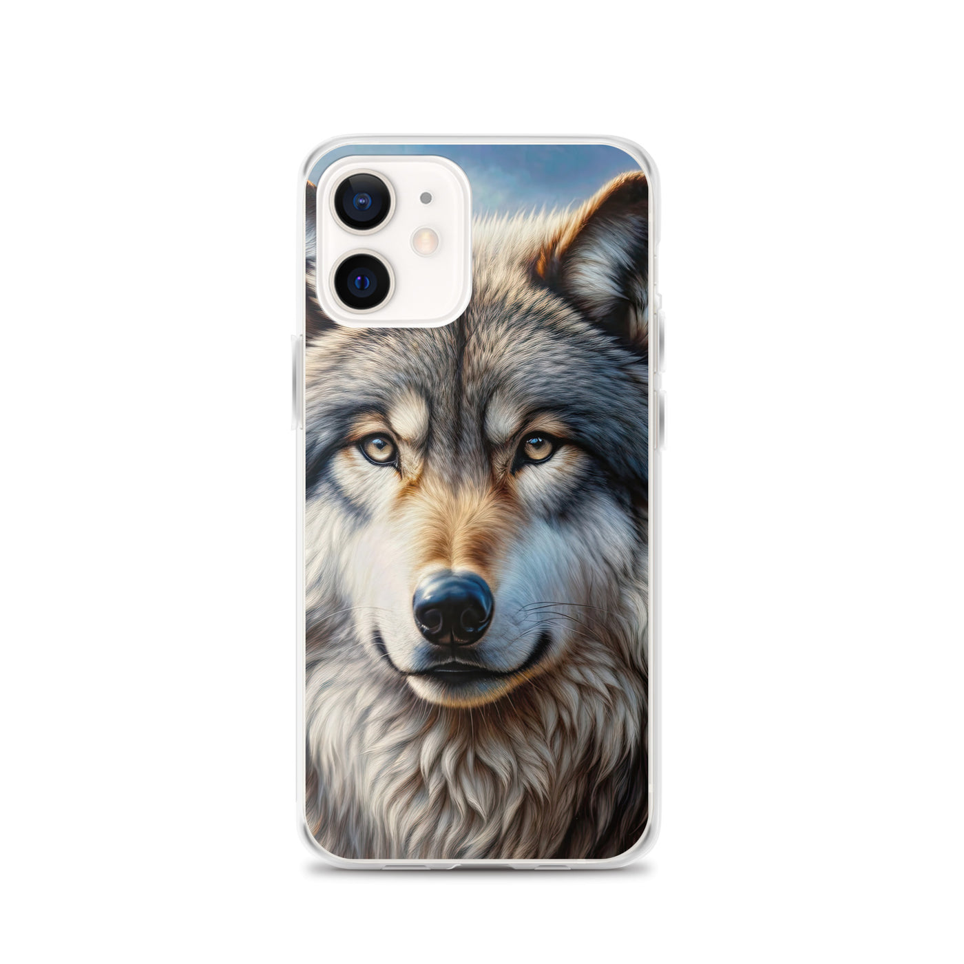 Porträt-Ölgemälde eines prächtigen Wolfes mit faszinierenden Augen (AN) - iPhone Schutzhülle (durchsichtig) xxx yyy zzz iPhone 12