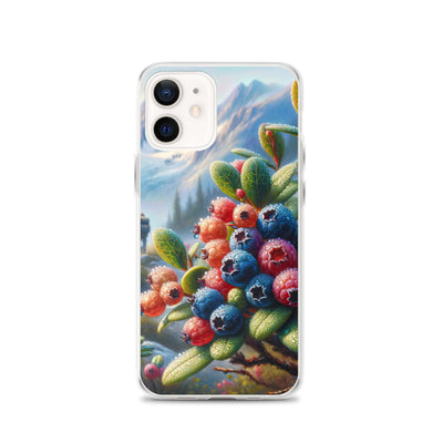 Ölgemälde einer Nahaufnahme von Alpenbeeren in satten Farben und zarten Texturen - iPhone Schutzhülle (durchsichtig) wandern xxx yyy zzz iPhone 12