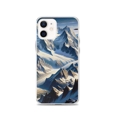 Ölgemälde der Alpen mit hervorgehobenen zerklüfteten Geländen im Licht und Schatten - iPhone Schutzhülle (durchsichtig) berge xxx yyy zzz iPhone 12