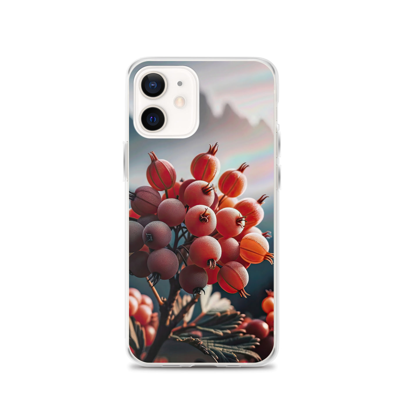 Foto einer Gruppe von Alpenbeeren mit kräftigen Farben und detaillierten Texturen - iPhone Schutzhülle (durchsichtig) berge xxx yyy zzz iPhone 12