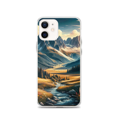 Quadratisches Kunstwerk der Alpen, majestätische Berge unter goldener Sonne - iPhone Schutzhülle (durchsichtig) berge xxx yyy zzz iPhone 12