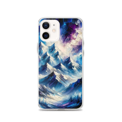 Alpenabstraktion mit dramatischem Himmel in Öl - iPhone Schutzhülle (durchsichtig) berge xxx yyy zzz iPhone 12