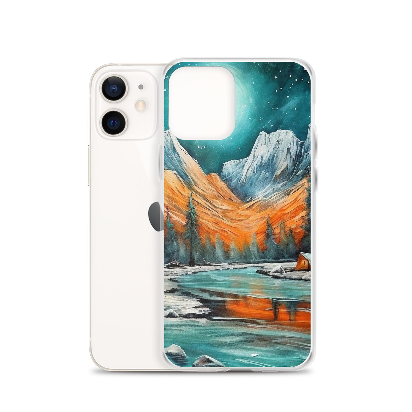 Berglandschaft und Zelte - Nachtstimmung - Landschaftsmalerei - iPhone Schutzhülle (durchsichtig) camping xxx