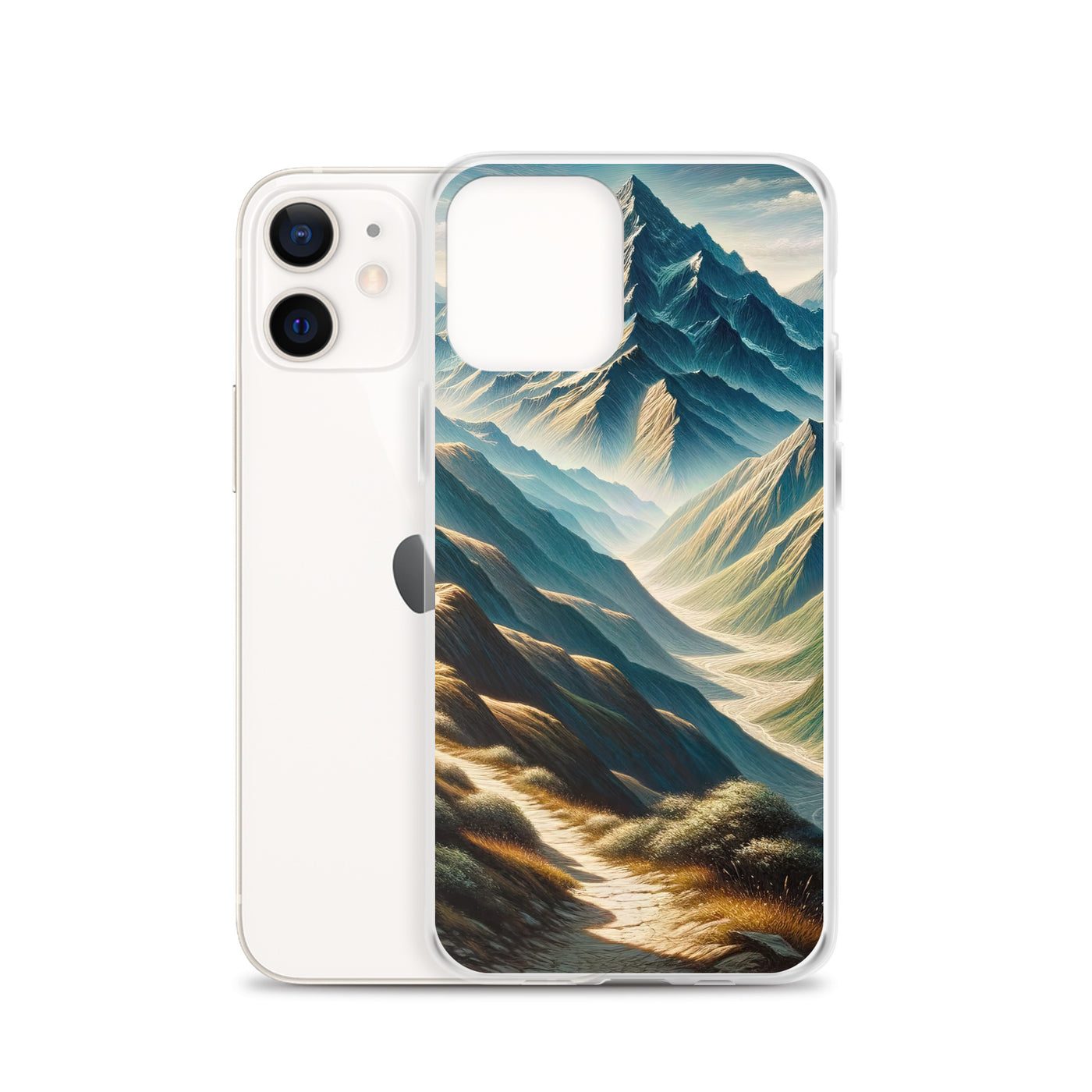 Berglandschaft: Acrylgemälde mit hervorgehobenem Pfad - iPhone Schutzhülle (durchsichtig) berge xxx yyy zzz