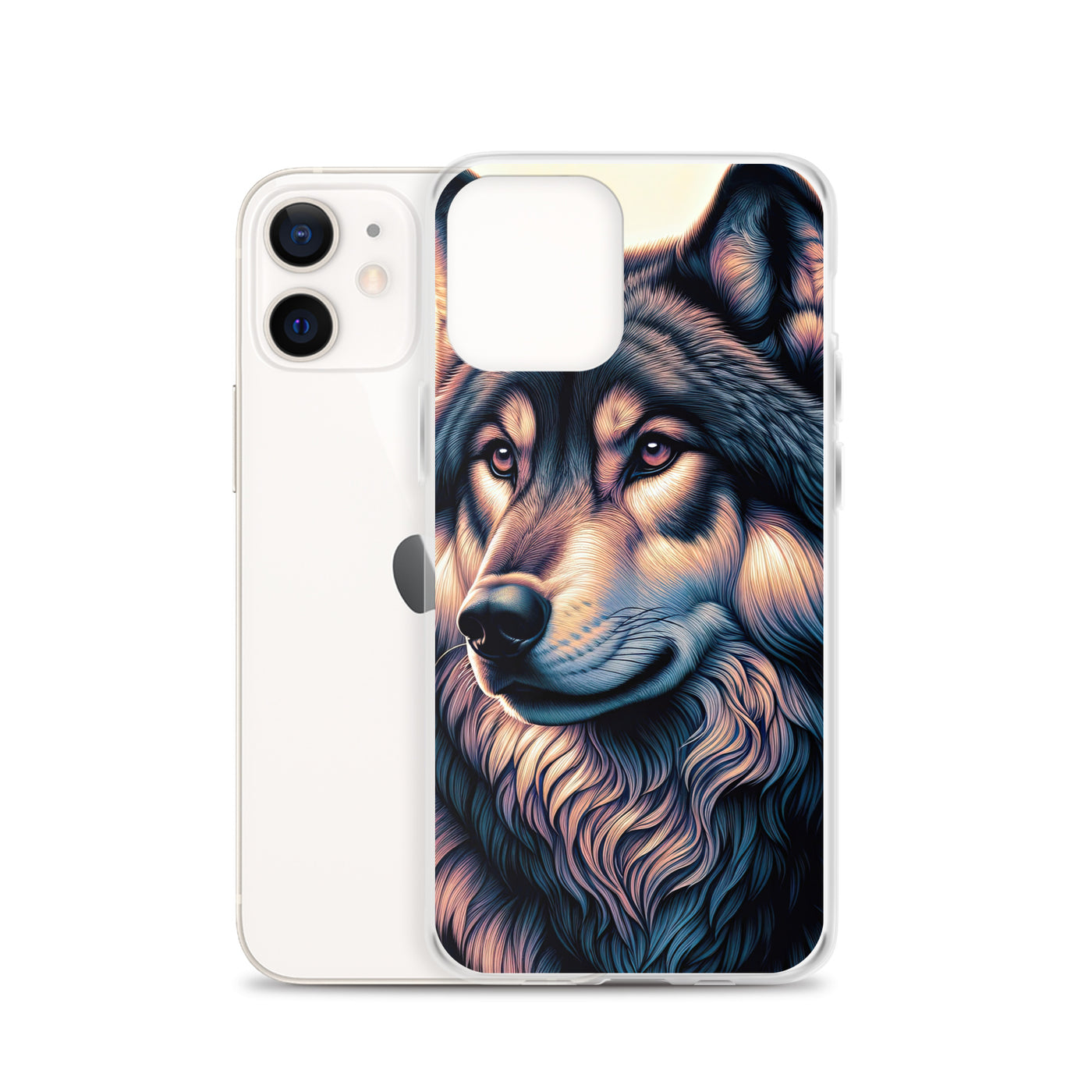 Majestätischer, glänzender Wolf in leuchtender Illustration (AN) - iPhone Schutzhülle (durchsichtig) xxx yyy zzz