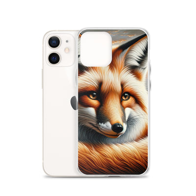 Ölgemälde eines nachdenklichen Fuchses mit weisem Blick - iPhone Schutzhülle (durchsichtig) camping xxx yyy zzz