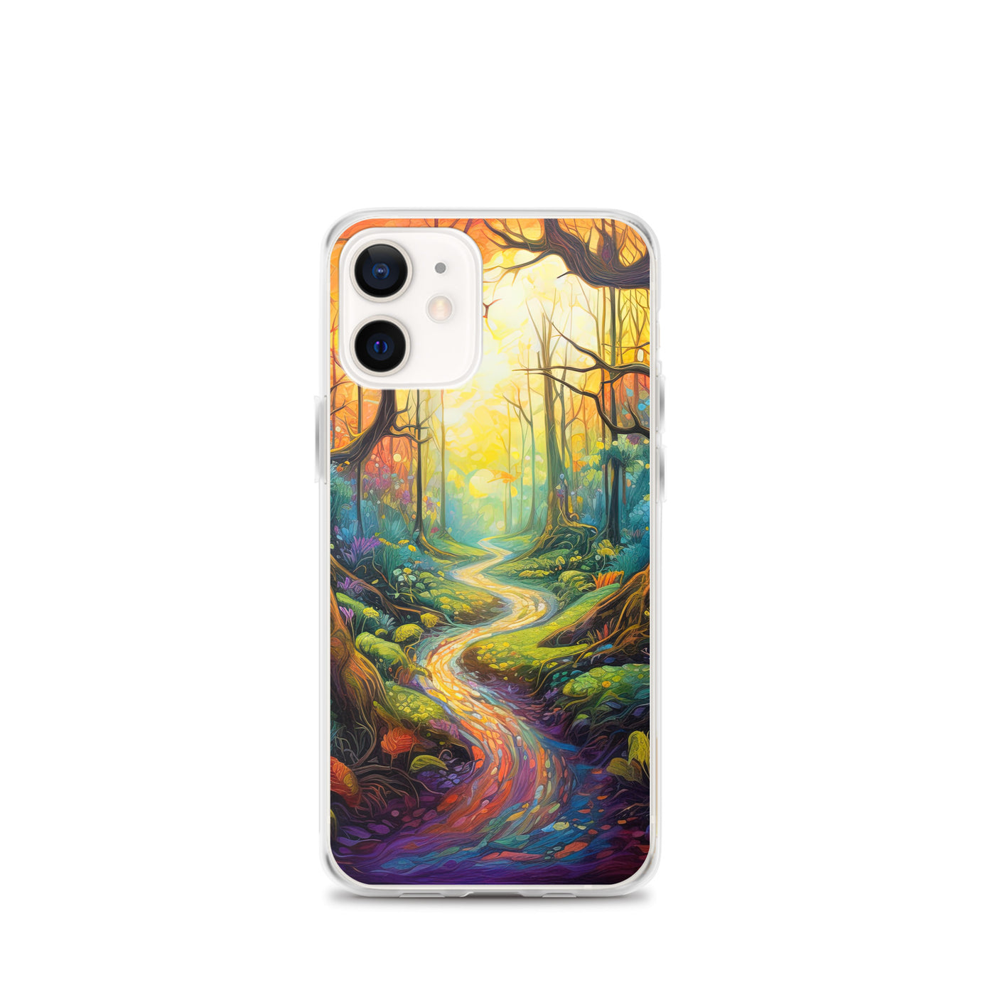 Wald und Wanderweg - Bunte, farbenfrohe Malerei - iPhone Schutzhülle (durchsichtig) camping xxx iPhone 12 mini