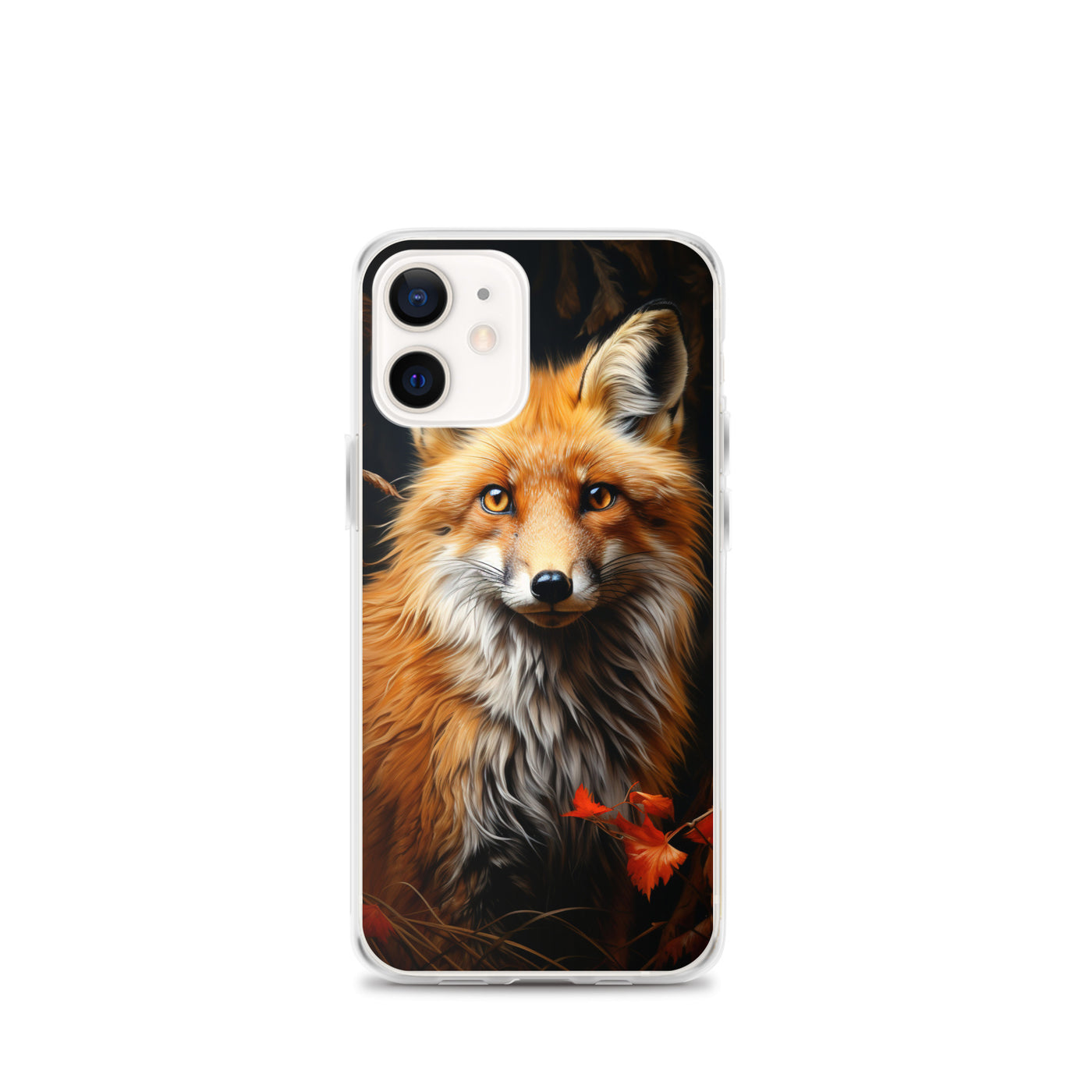 Fuchs Porträt und Herbstblätter - Malerei - iPhone Schutzhülle (durchsichtig) camping xxx iPhone 12 mini