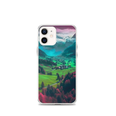 Berglandschaft und Dorf - Fotorealistische Malerei - iPhone Schutzhülle (durchsichtig) berge xxx iPhone 12 mini