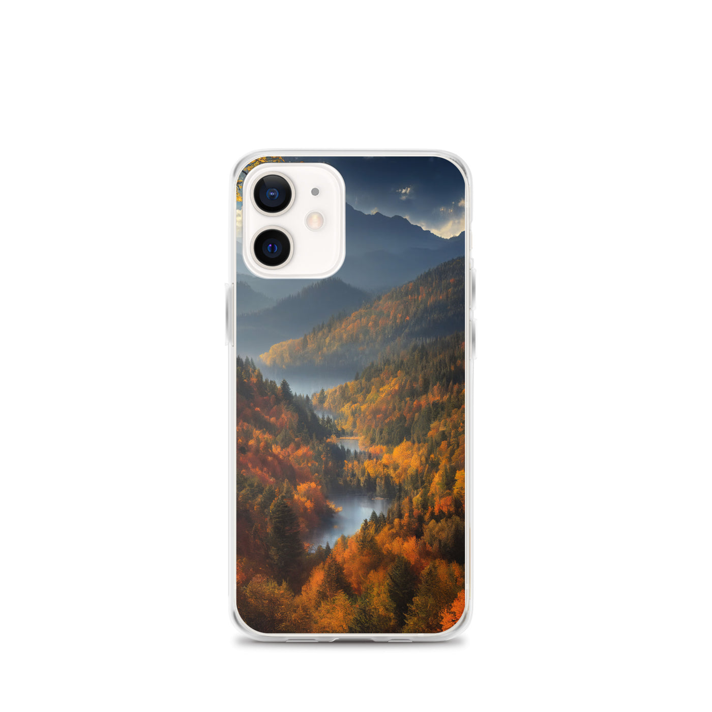 Berge, Wald und Nebel - Malerei - iPhone Schutzhülle (durchsichtig) berge xxx iPhone 12 mini