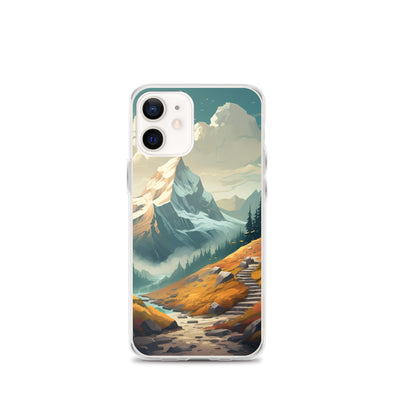 Berge, Wald und Wanderweg - Malerei - iPhone Schutzhülle (durchsichtig) berge xxx iPhone 12 mini