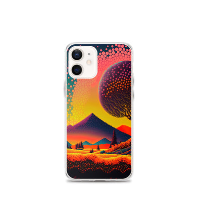 Berge und warme Farben - Punktkunst - iPhone Schutzhülle (durchsichtig) berge xxx iPhone 12 mini