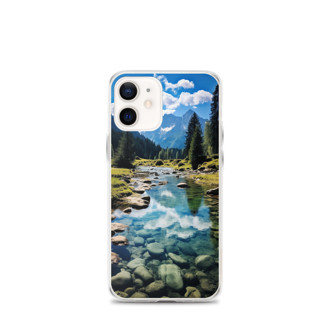 Österreichische Alpen und steiniger Bach - iPhone Schutzhülle (durchsichtig) berge xxx iPhone 12 mini