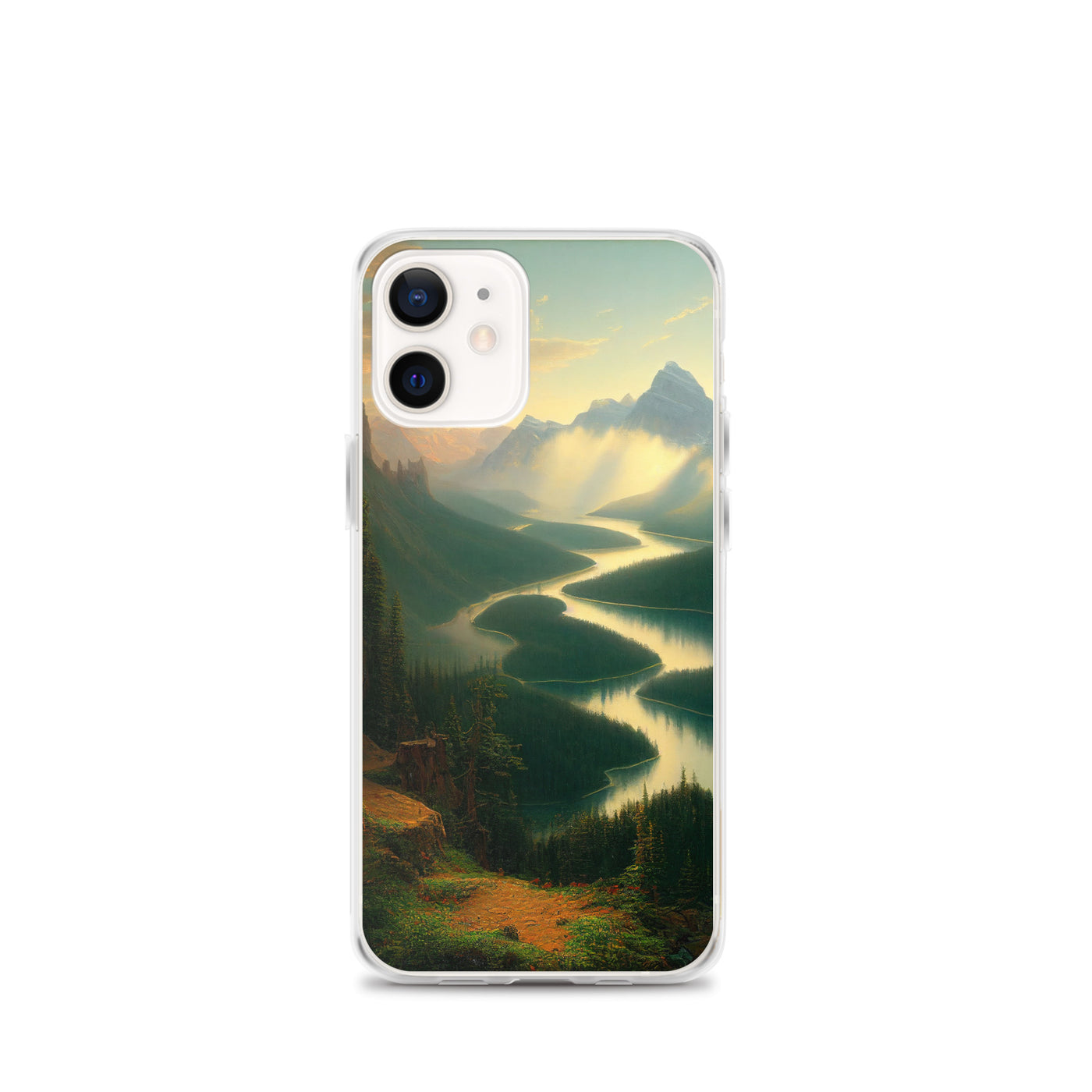 Landschaft mit Bergen, See und viel grüne Natur - Malerei - iPhone Schutzhülle (durchsichtig) berge xxx iPhone 12 mini