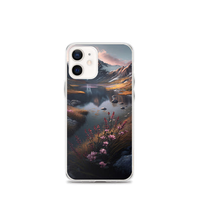 Berge, Bergsee und Blumen - iPhone Schutzhülle (durchsichtig) berge xxx iPhone 12 mini