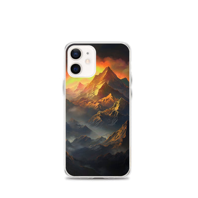 Wunderschöne Himalaya Gebirge im Nebel und Sonnenuntergang - Malerei - iPhone Schutzhülle (durchsichtig) berge xxx iPhone 12 mini