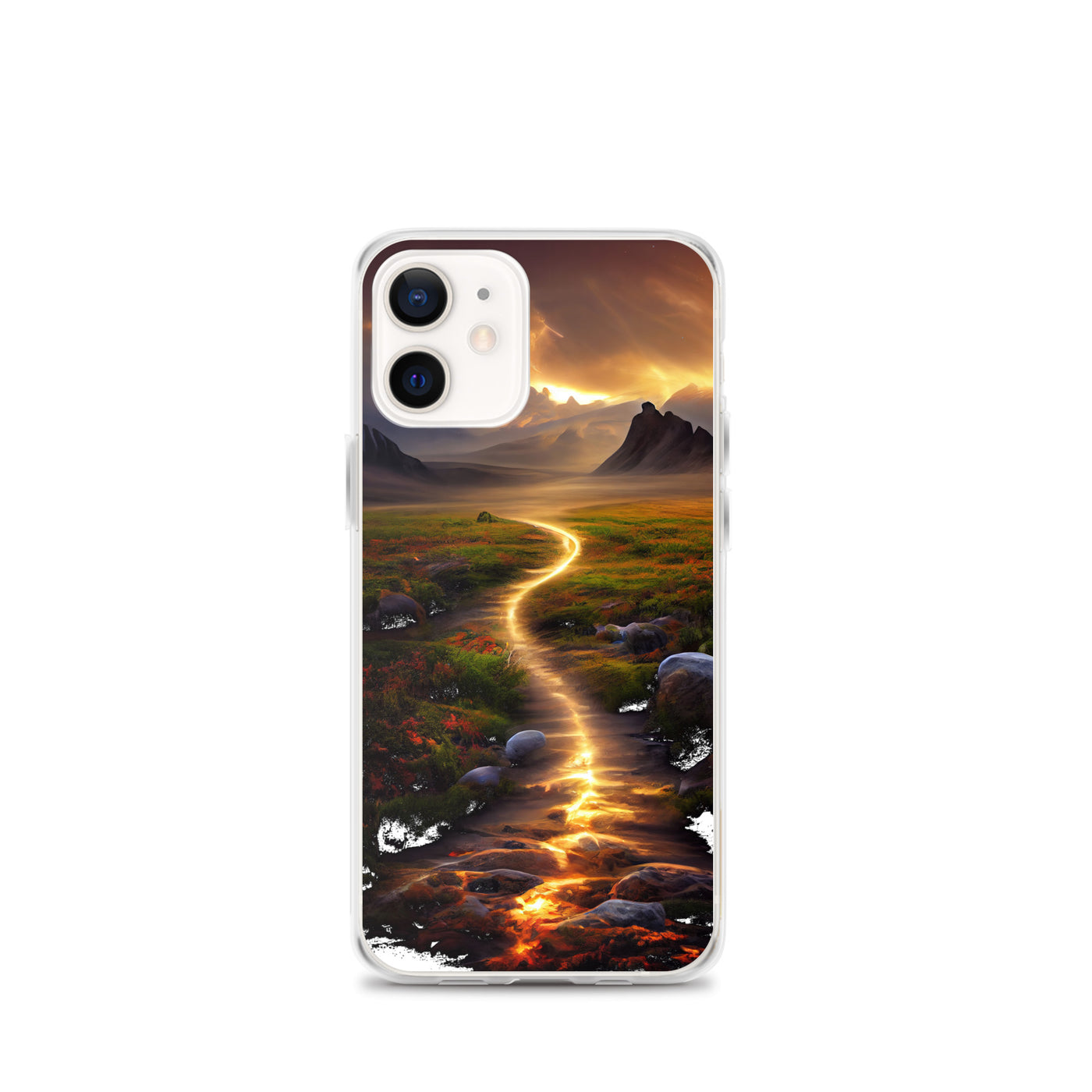 Landschaft mit wilder Atmosphäre - Malerei - iPhone Schutzhülle (durchsichtig) berge xxx iPhone 12 mini