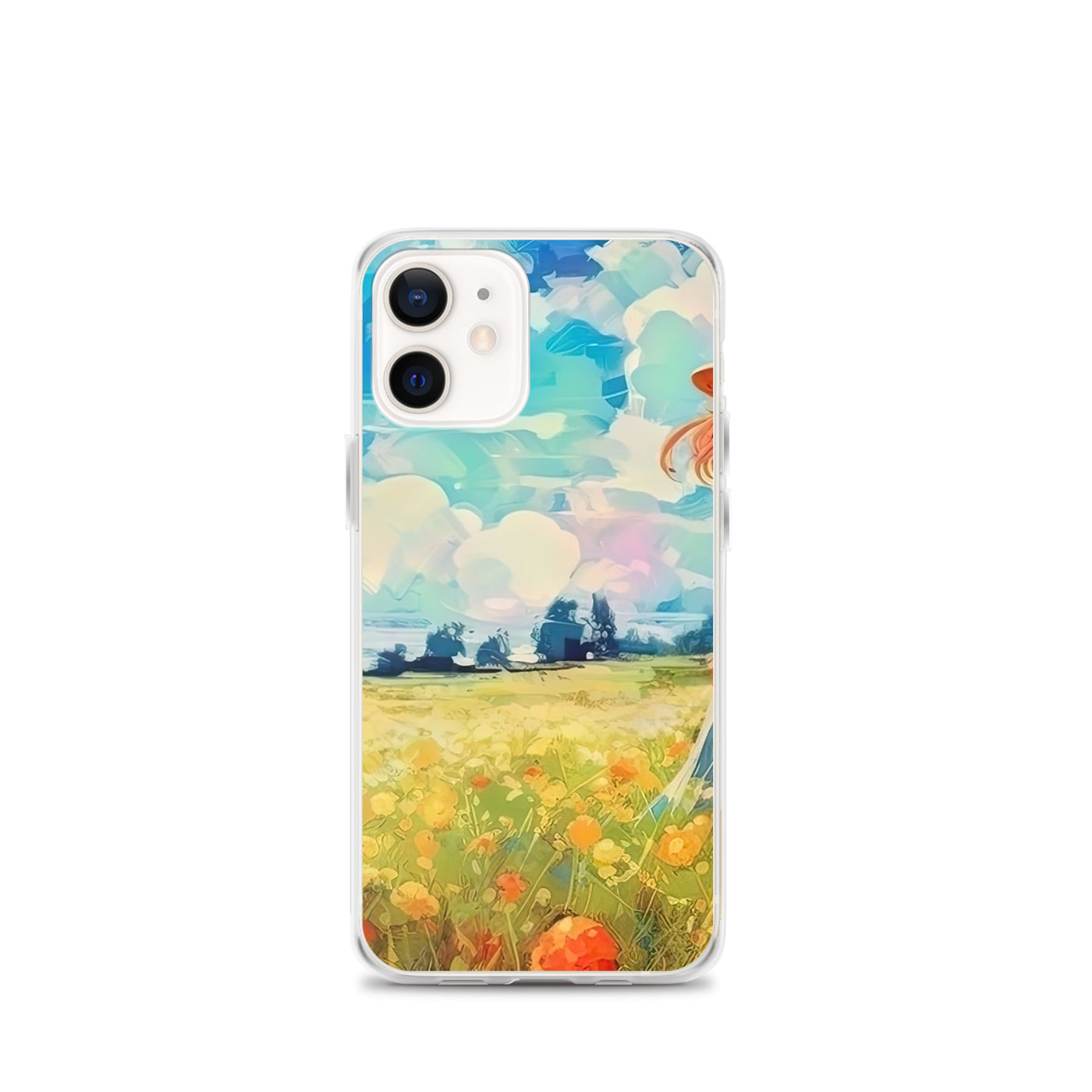 Dame mit Hut im Feld mit Blumen - Landschaftsmalerei - iPhone Schutzhülle (durchsichtig) camping xxx iPhone 12 mini