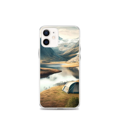 Zelt, Berge und Bergsee - iPhone Schutzhülle (durchsichtig) camping xxx iPhone 12 mini