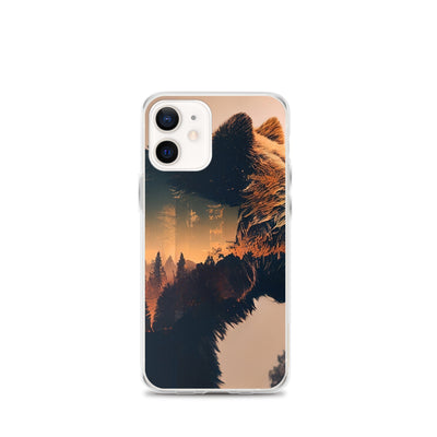 Bär und Bäume Illustration - iPhone Schutzhülle (durchsichtig) camping xxx iPhone 12 mini