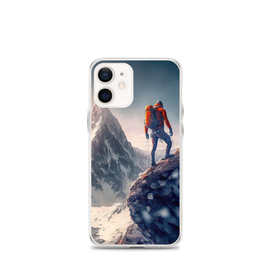 Bergsteiger auf Berg - Epische Malerei - iPhone Schutzhülle (durchsichtig) klettern xxx iPhone 12 mini