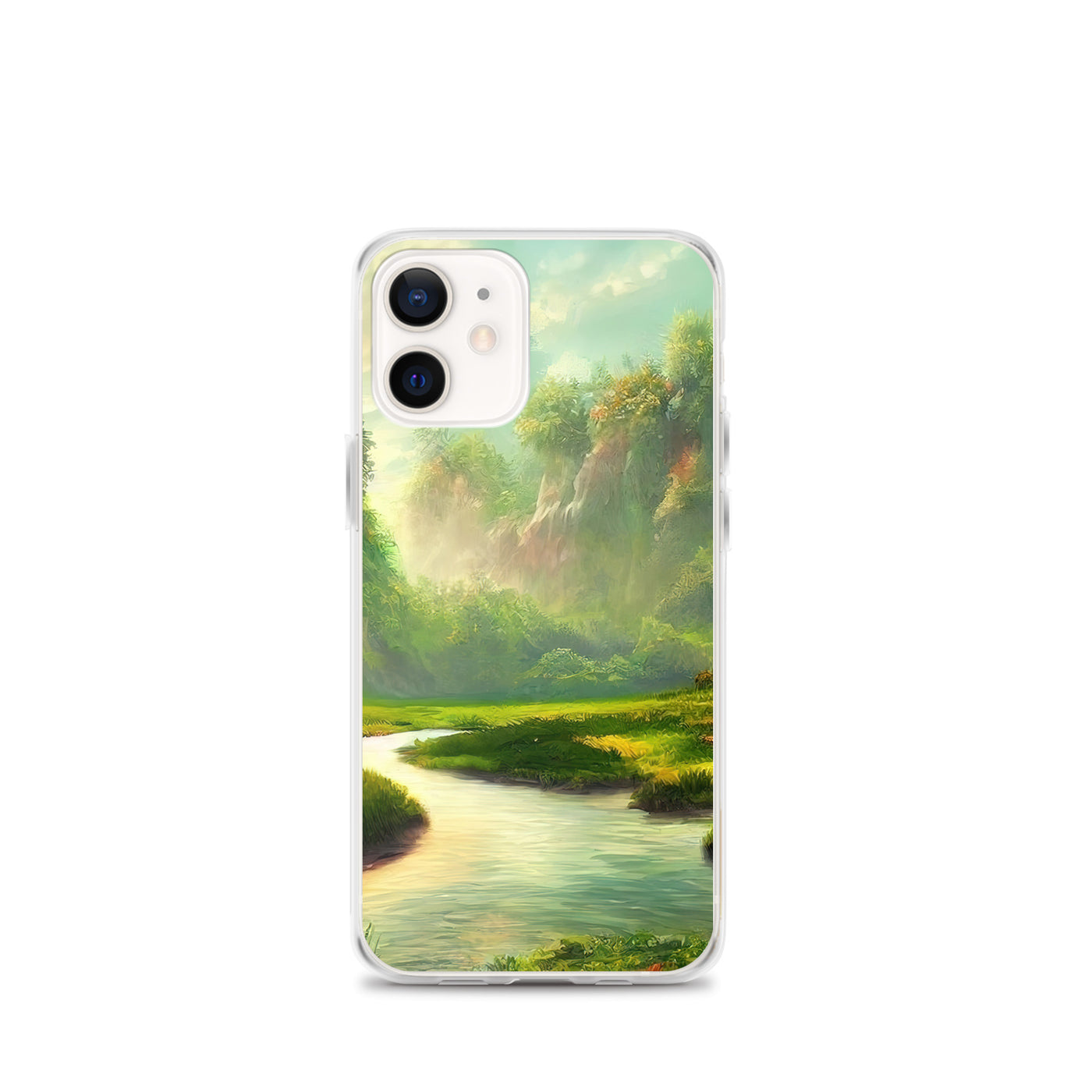 Bach im tropischen Wald - Landschaftsmalerei - iPhone Schutzhülle (durchsichtig) camping xxx iPhone 12 mini