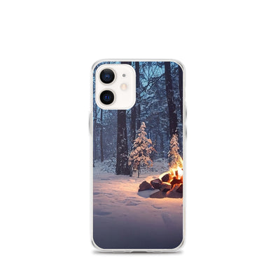 Lagerfeuer im Winter - Camping Foto - iPhone Schutzhülle (durchsichtig) camping xxx iPhone 12 mini