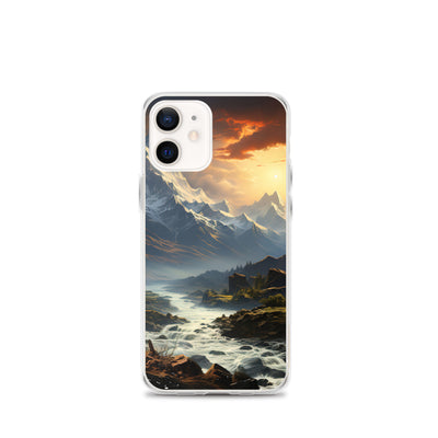 Berge, Sonne, steiniger Bach und Wolken - Epische Stimmung - iPhone Schutzhülle (durchsichtig) berge xxx iPhone 12 mini