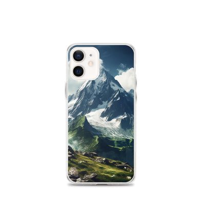 Gigantischer Berg - Landschaftsmalerei - iPhone Schutzhülle (durchsichtig) berge xxx iPhone 12 mini