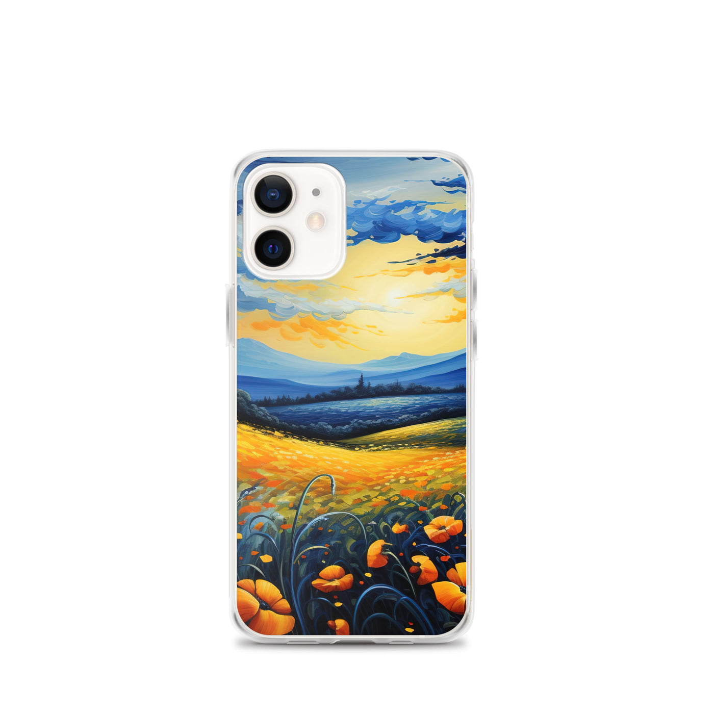 Berglandschaft mit schönen gelben Blumen - Landschaftsmalerei - iPhone Schutzhülle (durchsichtig) berge xxx iPhone 12 mini