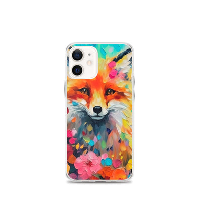 Schöner Fuchs im Blumenfeld - Farbige Malerei - iPhone Schutzhülle (durchsichtig) camping xxx iPhone 12 mini