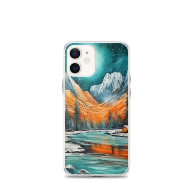 Berglandschaft und Zelte - Nachtstimmung - Landschaftsmalerei - iPhone Schutzhülle (durchsichtig) camping xxx iPhone 12 mini
