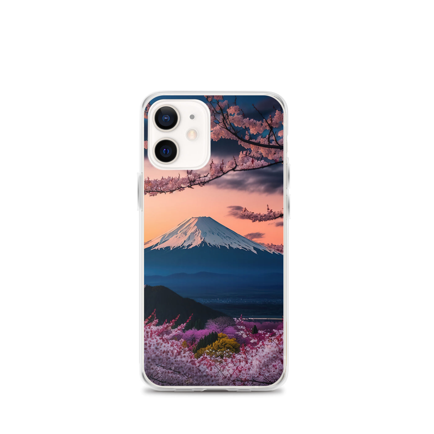 Berg - Pinke Bäume und Blumen - iPhone Schutzhülle (durchsichtig) berge xxx iPhone 12 mini
