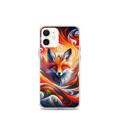 Abstraktes Kunstwerk, das den Geist der Alpen verkörpert. Leuchtender Fuchs in den Farben Orange, Rot, Weiß - iPhone Schutzhülle (durchsichtig) camping xxx yyy zzz iPhone 12 mini
