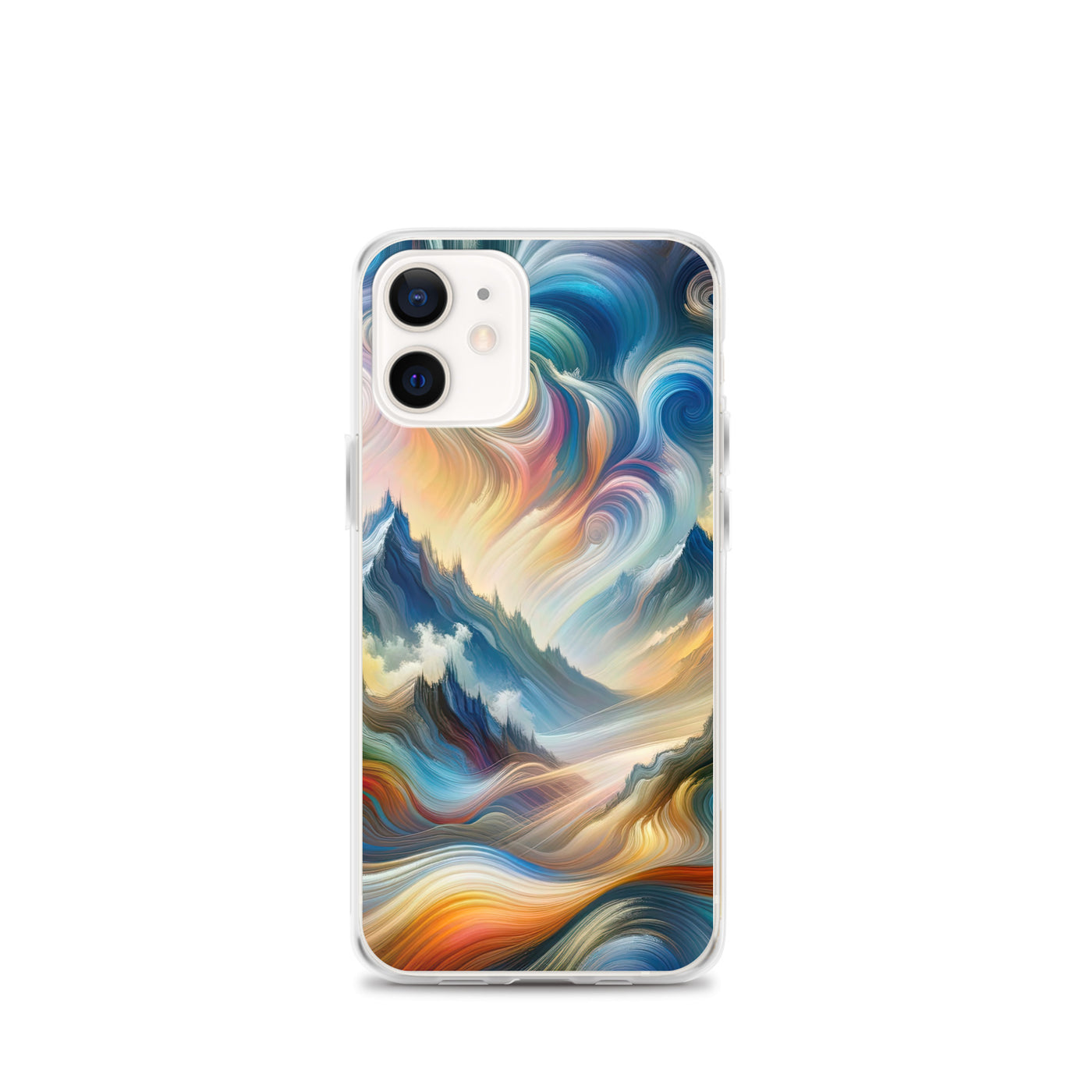 Ätherische schöne Alpen in lebendigen Farbwirbeln - Abstrakte Berge - iPhone Schutzhülle (durchsichtig) berge xxx yyy zzz iPhone 12 mini