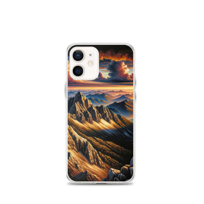 Alpen in Abenddämmerung: Acrylgemälde mit beleuchteten Berggipfeln - iPhone Schutzhülle (durchsichtig) berge xxx yyy zzz iPhone 12 mini
