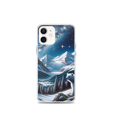 Sternennacht und Eisbär: Acrylgemälde mit Milchstraße, Alpen und schneebedeckte Gipfel - iPhone Schutzhülle (durchsichtig) camping xxx yyy zzz iPhone 12 mini