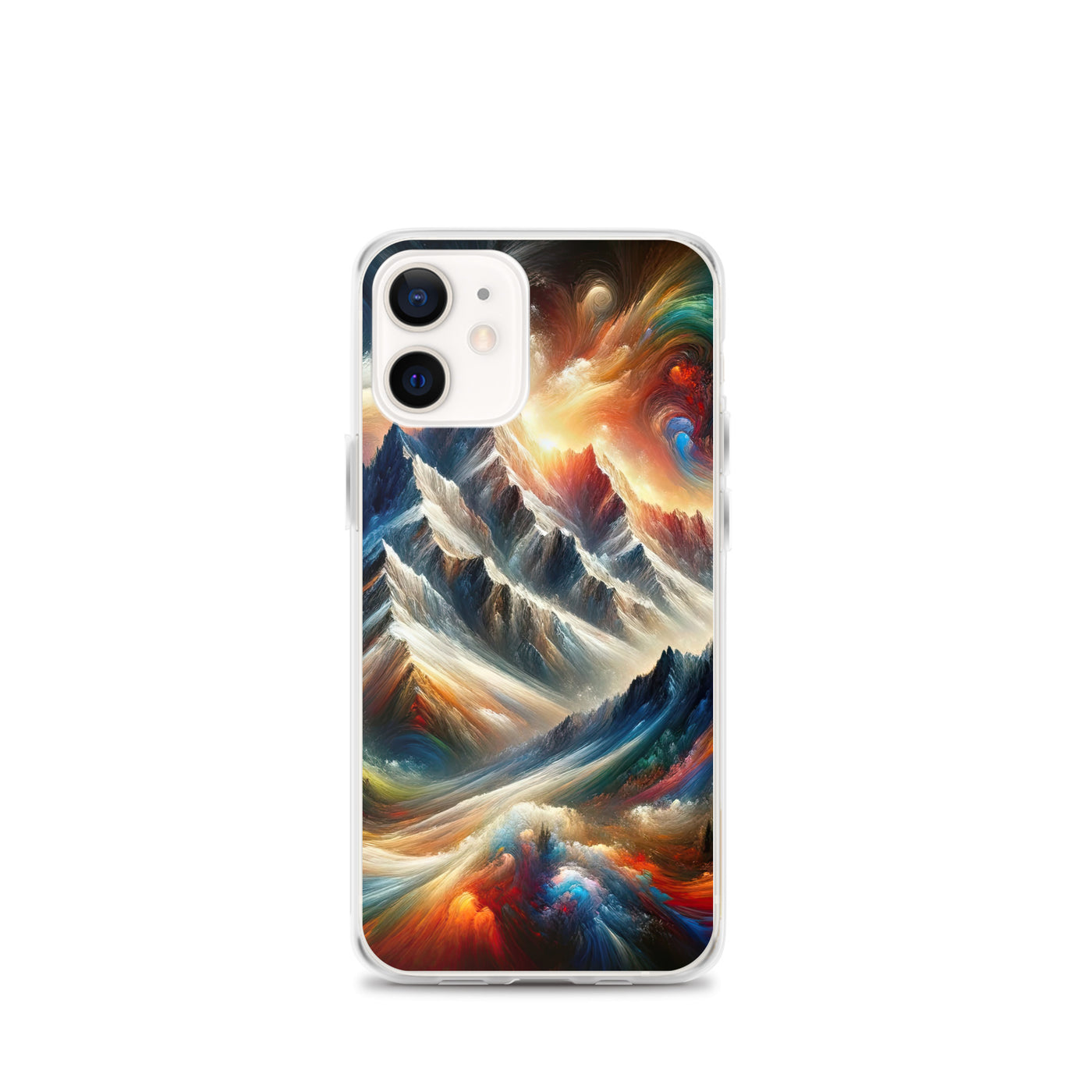 Expressionistische Alpen, Berge: Gemälde mit Farbexplosion - iPhone Schutzhülle (durchsichtig) berge xxx yyy zzz iPhone 12 mini