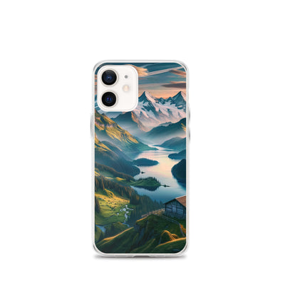Schweizer Flagge, Alpenidylle: Dämmerlicht, epische Berge und stille Gewässer - iPhone Schutzhülle (durchsichtig) berge xxx yyy zzz iPhone 12 mini