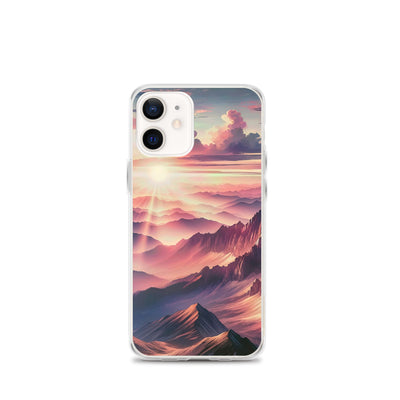 Schöne Berge bei Sonnenaufgang: Malerei in Pastelltönen - iPhone Schutzhülle (durchsichtig) berge xxx yyy zzz iPhone 12 mini