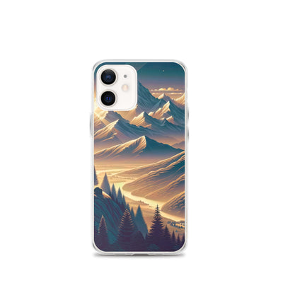 Alpen-Morgendämmerung, erste Sonnenstrahlen auf Schneegipfeln - iPhone Schutzhülle (durchsichtig) berge xxx yyy zzz iPhone 12 mini