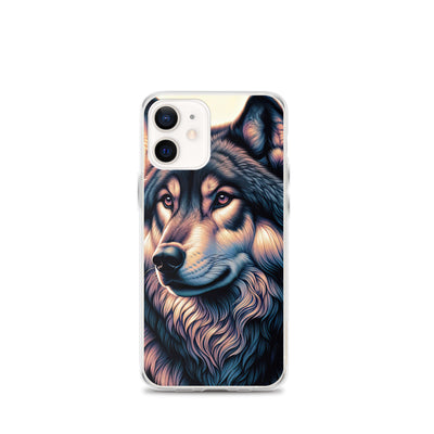Majestätischer, glänzender Wolf in leuchtender Illustration (AN) - iPhone Schutzhülle (durchsichtig) xxx yyy zzz iPhone 12 mini