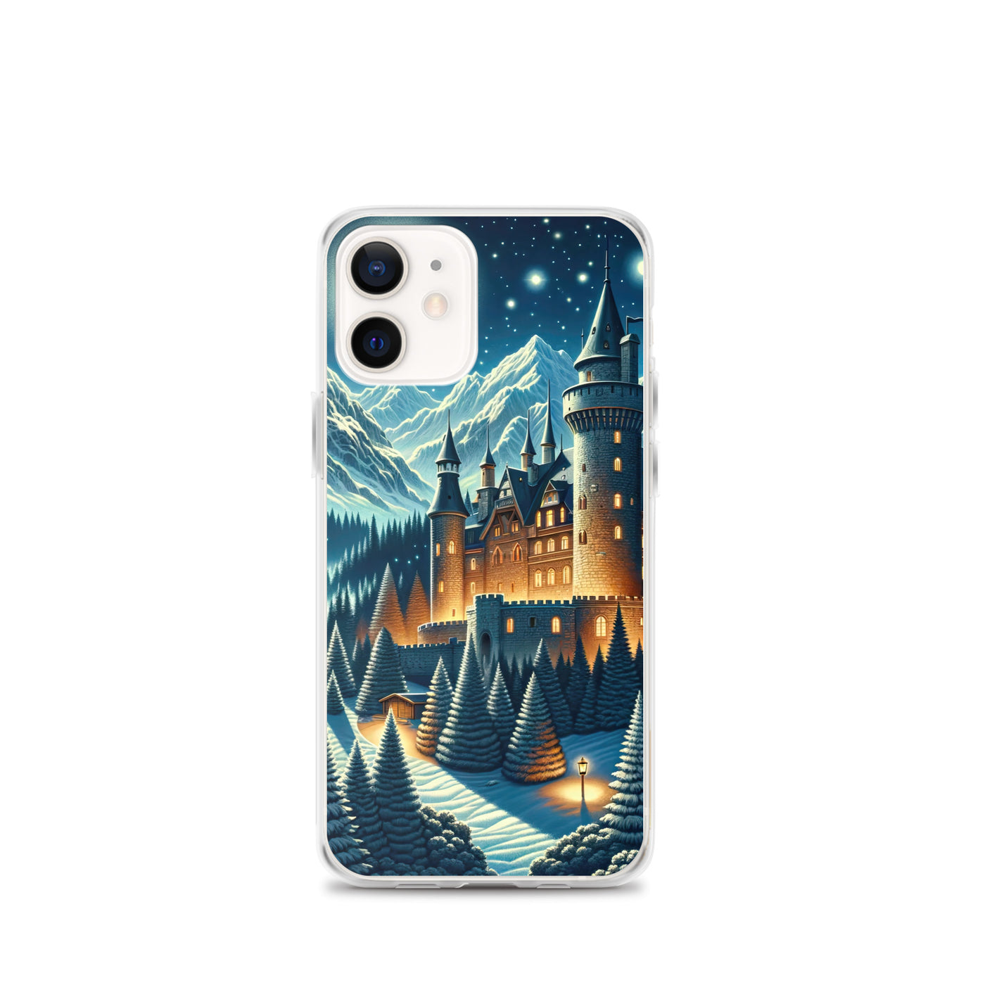 Mondhelle Schlossnacht in den Alpen, sternenklarer Himmel - iPhone Schutzhülle (durchsichtig) berge xxx yyy zzz iPhone 12 mini