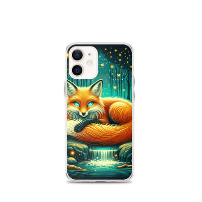 Bezaubernder Fuchs auf erleuchteter mystischer Waldlichtung - iPhone Schutzhülle (durchsichtig) camping xxx yyy zzz iPhone 12 mini