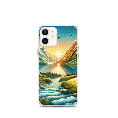 Zelt im Alpenmorgen mit goldenem Licht, Schneebergen und unberührten Seen - iPhone Schutzhülle (durchsichtig) berge xxx yyy zzz iPhone 12 mini